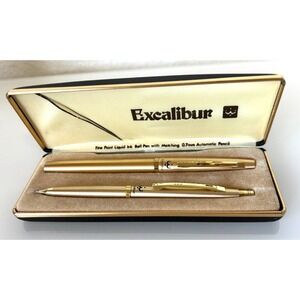Vintage Pentel Excalibur Pen & Mechanical Pencil Set Japan Box *Dry Ink As Is